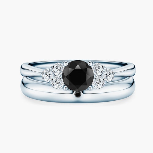 Obrączki Fairytale: białe złoto, czarny diament, półokrągłe, 3 mm i 4 mm